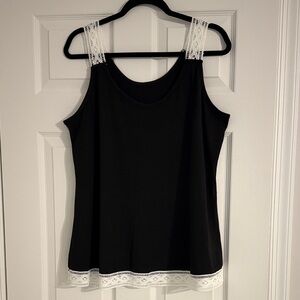 Elegant Temu Black Sleeveless Top with Lace Trim